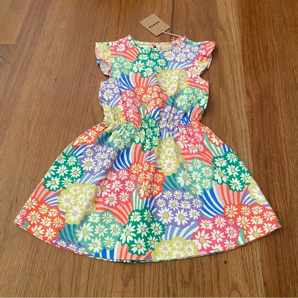 Mini Boden Colorful Multi Rainbow Daisies Floral Dress